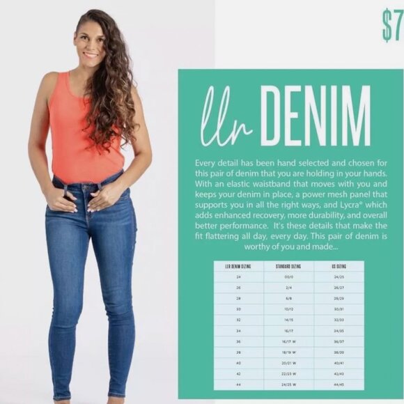 Plus Size Skinny Jeans Lularoe Elastic Waist Deep Blue Stretch Size 24-26 - Picture 8 of 8